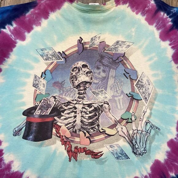 Grateful Dead T-Shirt Tie Dye 2XL Skeleton Poker Cards Queen Spades 1999 - Picture 8 of 11